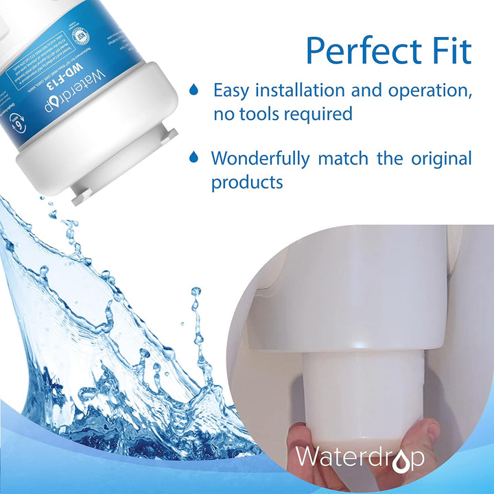Waterdrop Kühlschrank Wasserfilter MWF, Ersatz für GE® SmartWater MWF MWFA MWFP GWF GWFA GWF01 10105