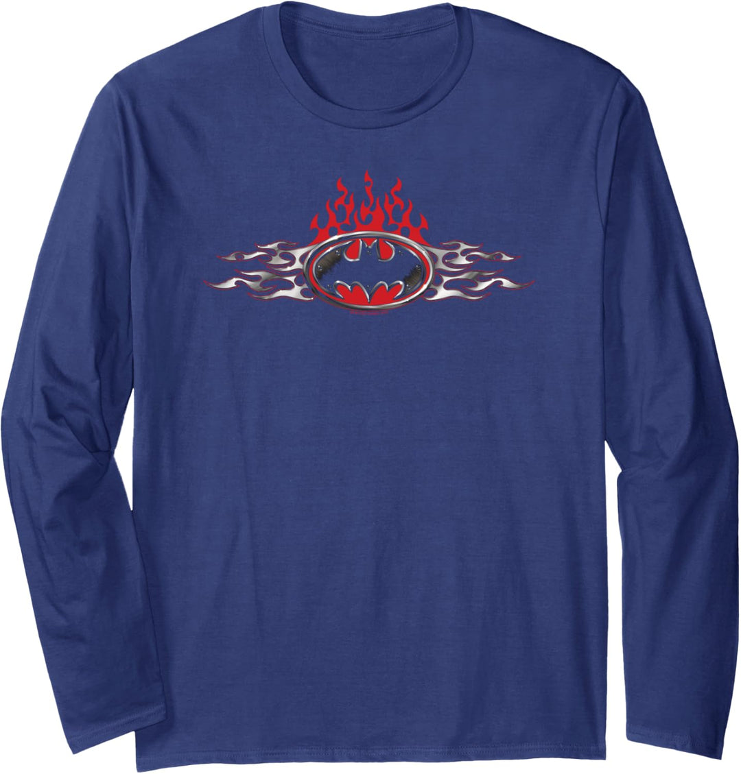 Batman Steel Flames Logo Langarmshirt