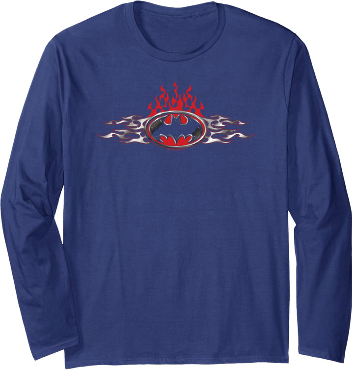 Batman Steel Flames Logo Langarmshirt