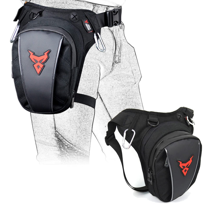 MIGHTYDUTY Motorrad Beintasche Herren Erweiterbar Oberschenkeltasche Hüfttaschen schwarz Gürteltasch