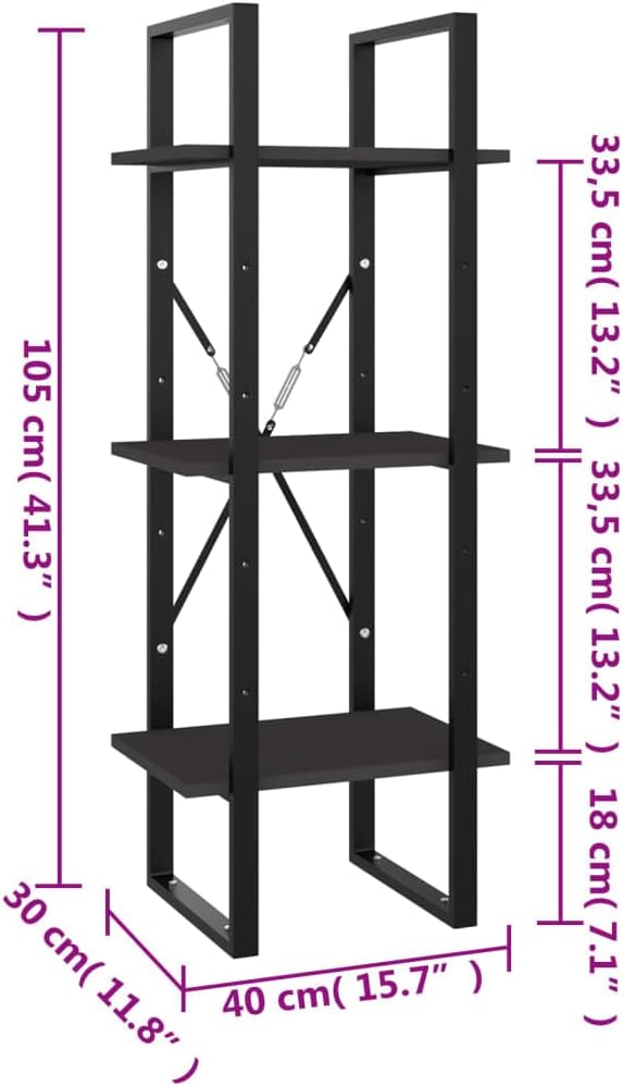 vidaXL Bücherregal 3 Fächer Wandregal Standregal Aufbewahrung Lagerregal Haushaltsregal Küchenregal
