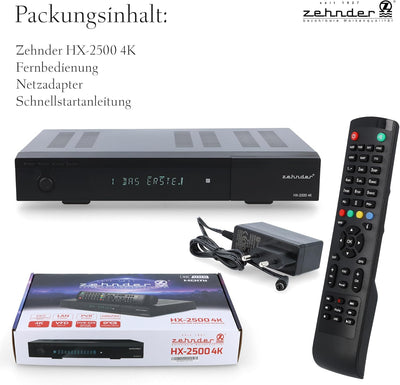 ZEHNDER HX-2500 4K Sat Receiver mit Aufnahmefunktion und HDMI, IPTV Receiver, UHD, Alphanumerisches