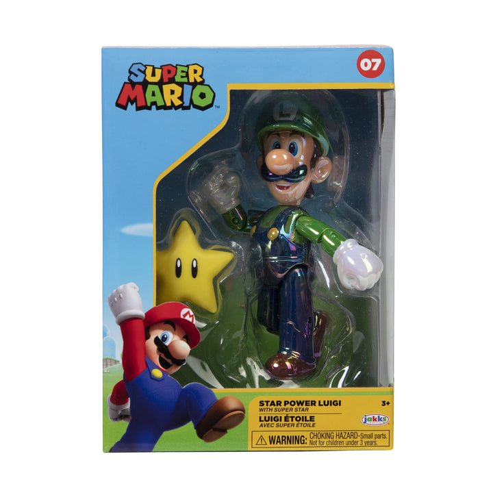 Nintendo Super Mario Figur Luigi w/Star in Sammlerbox, 10 cm Luigi w/ Star, Luigi w/ Star