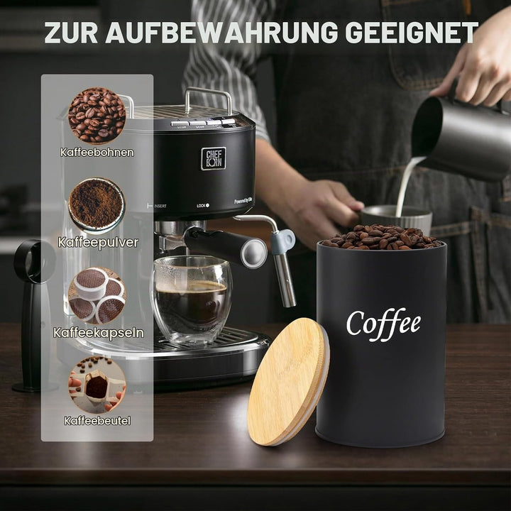 3 Stück Kaffeedose Luftdicht 500g, 500ML Kaffeebohnen Behälter, Kaffeebehälter Luftdicht für Kaffeeb