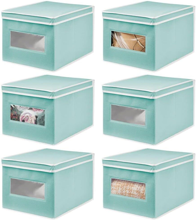 mDesign Stoffbox – praktische Aufbewahrungsbox mit Klappdeckel für Schlaf-, Wohn- oder Badezimmer –