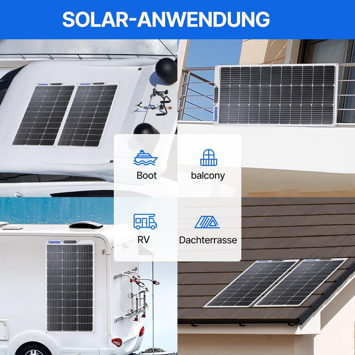 Flexibel Solarpanel 100 Watt 100W 12V Monokristalline Flexible Solarmodul 12 Volt für 12V Batterien