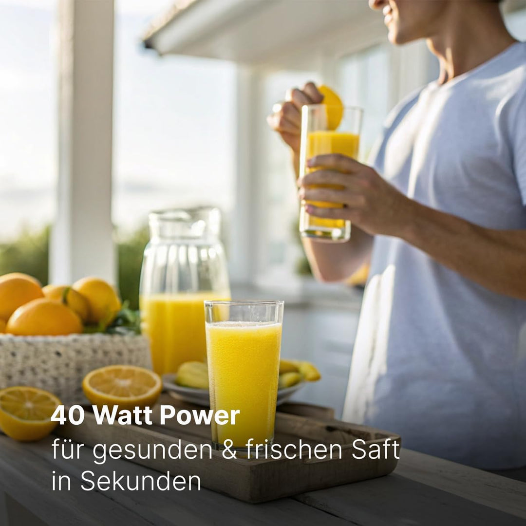 Bomann® Zitronenpresse für versch. Früchte | Saftpresse mit 1,2 Liter abnehmbarem Behälter & Aromade