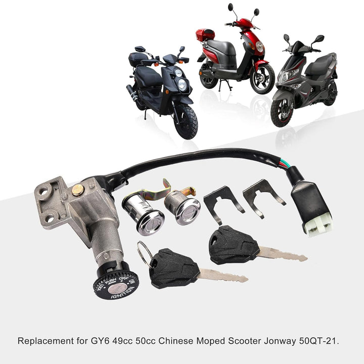 GOOFIT Schloss set Zündschloss Kit Ersatz für GY6 49cc 50cc Chinese Moped Scooter Jonway 50QT-21