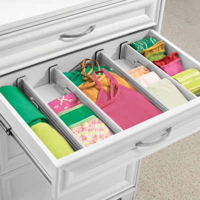 mDesign 4er-Set verstellbarer Schubladeneinsatz – praktischer Schubladen Organizer für Schrank und K