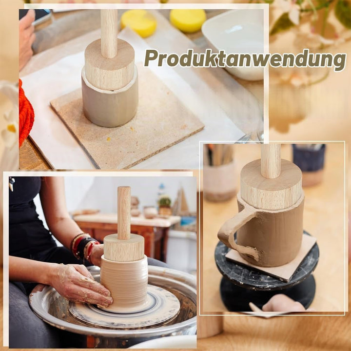 BENECREAT 12x8cm Tassen-Keramikformen, Holz-Töpferwerkzeuge Mit Griff, Töpferformen-Set Für Tonkeram