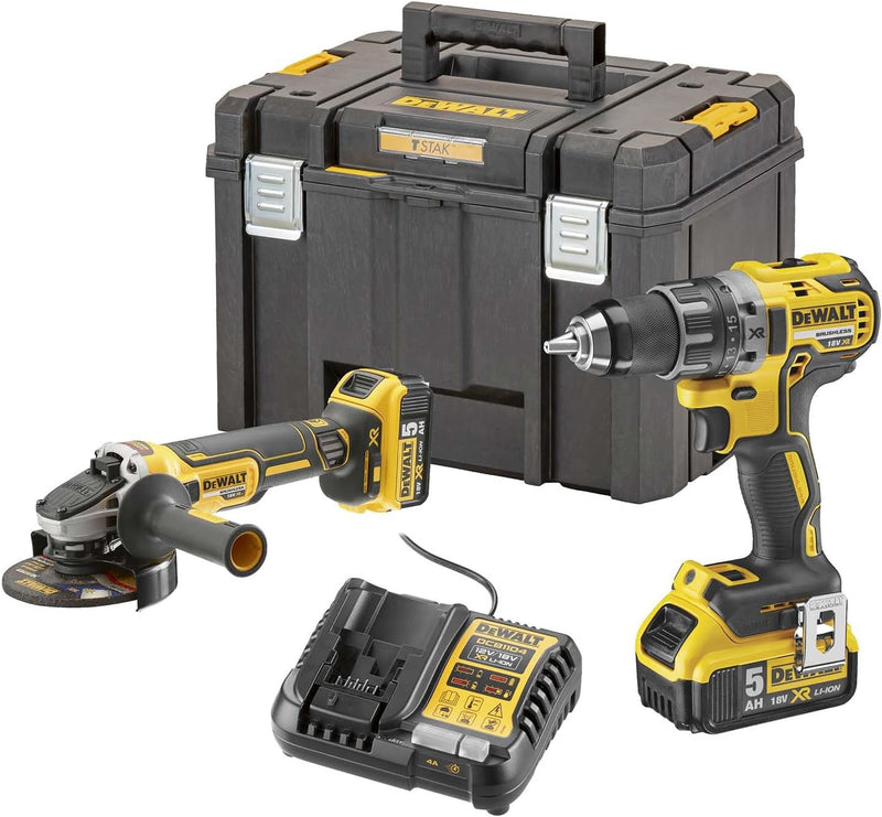 DEWALT 18V/2x5Ah Akku-Kombopack, im TSTAK-Box DCD791, DCG405 (DeWALT DCK2020P2T-QW)