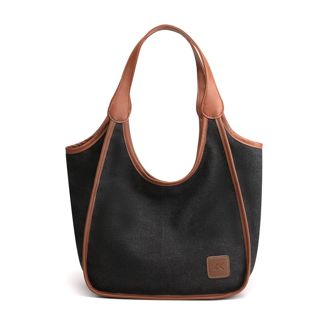 PORRASSO Damen Handtasche Canvas Hobo Schultertasche Fraue Shopper Henkeltasche für Einkaufen Schule