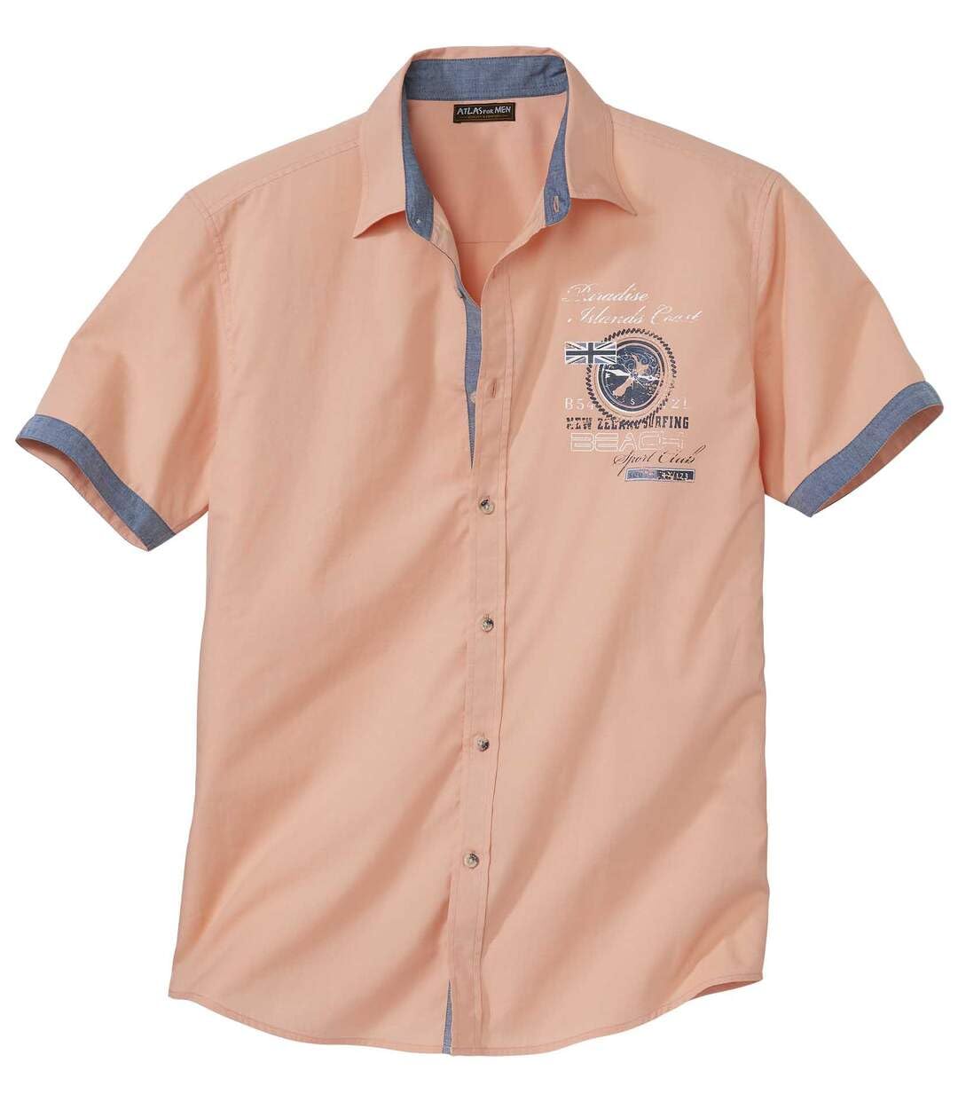 ATLAS FOR MEN - Herrenhemd - Kurze Ärmel - Verfügbar in grossen Grössen von M bis 5XL M Corail, L