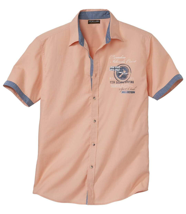 ATLAS FOR MEN - Herrenhemd - Kurze Ärmel - Verfügbar in grossen Grössen von M bis 5XL M Corail, L