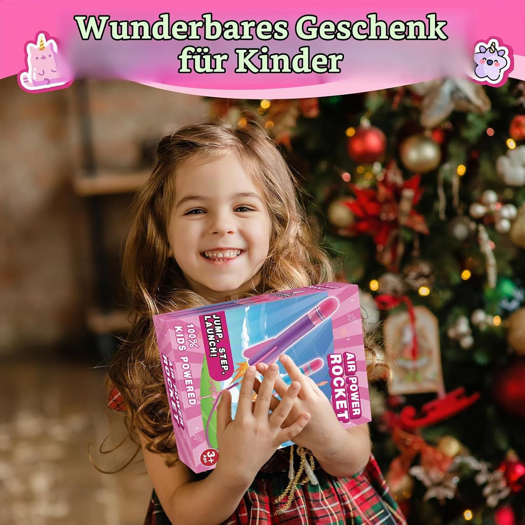 HappyGoLucky Schaumstoff Rakete Spielzeug Launcher, 4 Stück, Outdoor-Spielzeug für Kinder, Jungen un