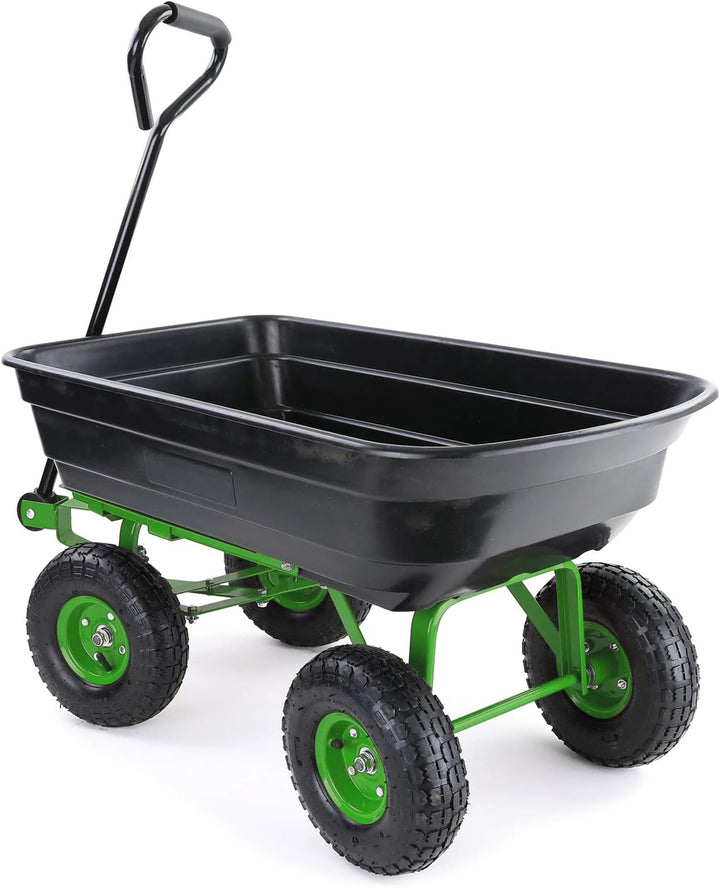 RAMROXX Transportwagen Gartenwagen Schubkarre Handwagen Kippfunktion 250 kg Schwarz Grün