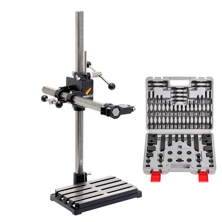 WABECO Bohrständer Fräsständer BF1243 mit Spannpratzen Satz 58-teilig vertikal/horizontal Säule 750