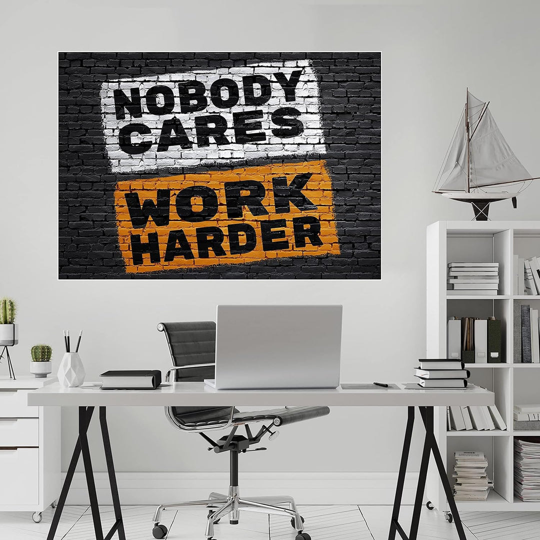 wandmotiv24 Poster als Wanddeko, Grösse Din A0, Work Harder, Stein-Mauer, Moderne Wanddeko, Wandbild