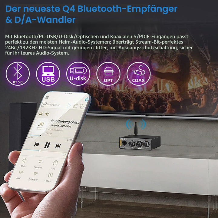 Nobsound Q4 USB Audio Gaming DAC Konverter mit Bluetooth Kopfhörerverstärker für PC/PS5/Computer mit
