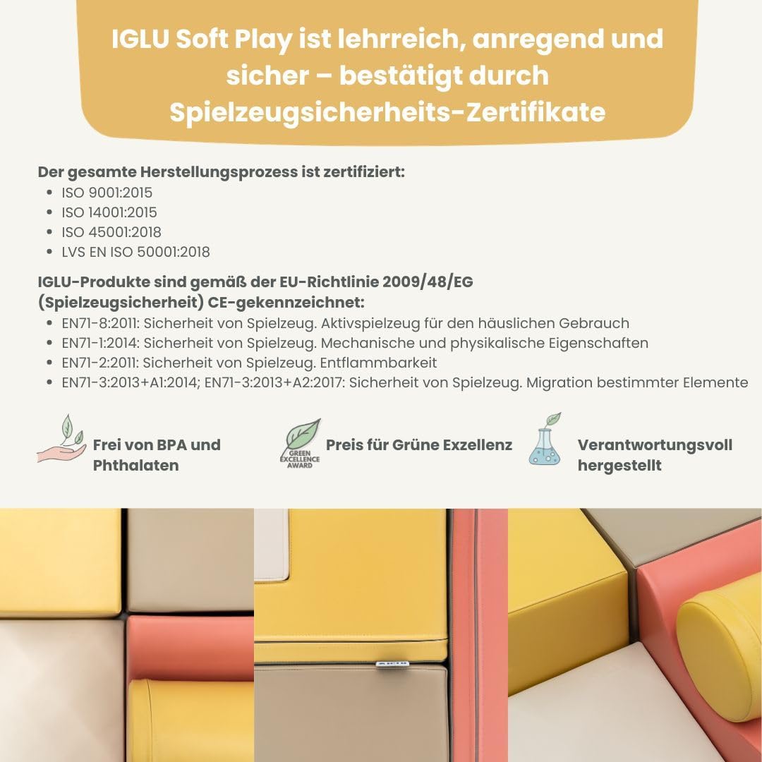 IGLU SOFT PLAY Explorer Set 6 STK Softbausteine Motorische Fähigkeiten Riesenbausteine Klettern Scha
