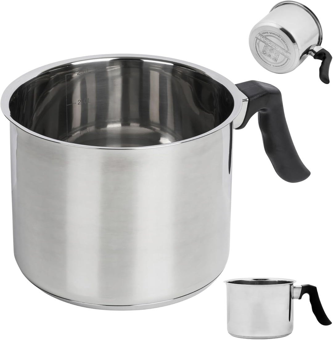 Milchtopf Edelstahl 2,5L Milchkochtopf Stieltopf Topf Simmertopf Induktion