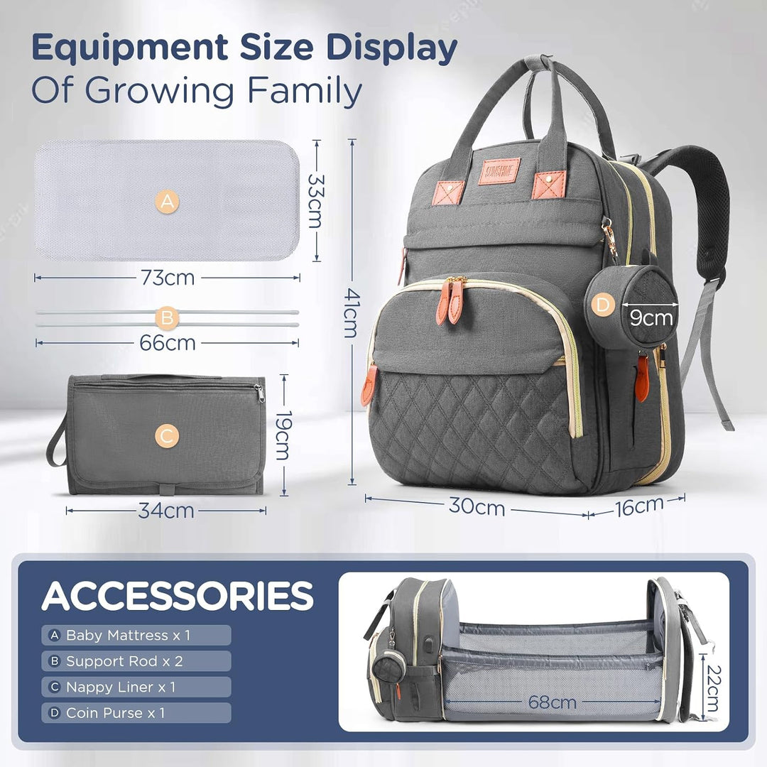 Wickelrucksack Rucksack, Baby Wickeltasche mit Ausklappbarer Wickelstation, Multifunktionale Babytas