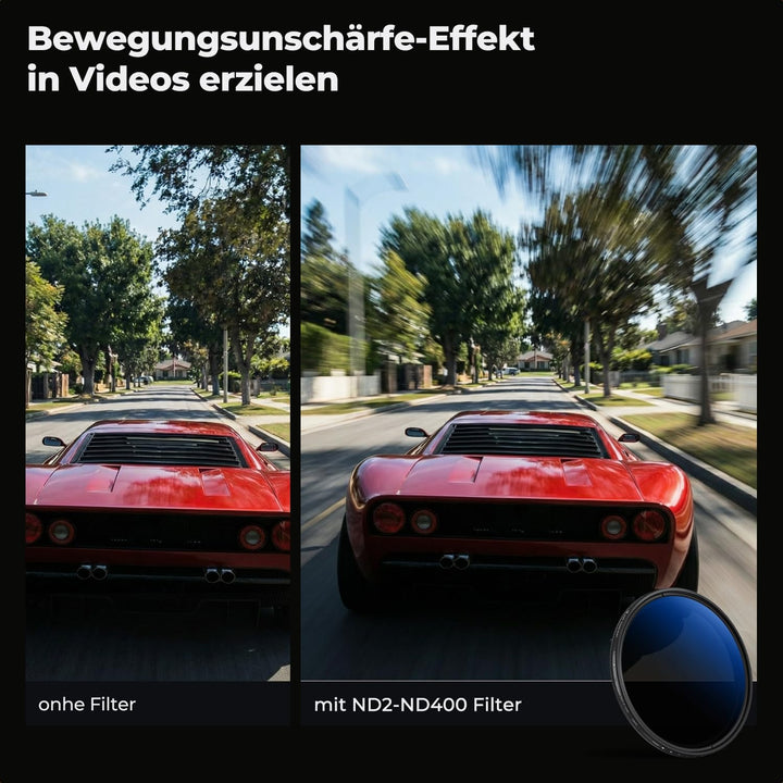 K&amp;F CONCEPT 49mm ND Filter Variabler Graufilter ND2-ND400 (1-9 Blendenstufen) mit DREI Reinigungstüc