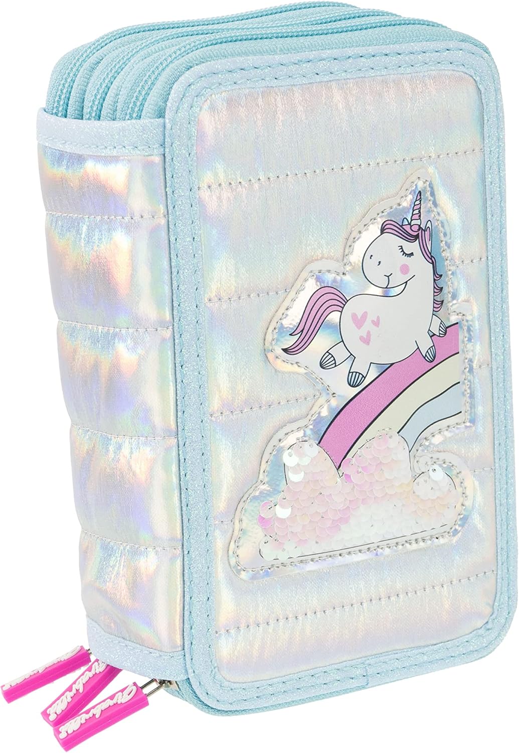 Girabrilla Girabrilla-19025 Federmäppchen Einhorn mit 3 Fächern für die Schule für Kinder, Dauneneff