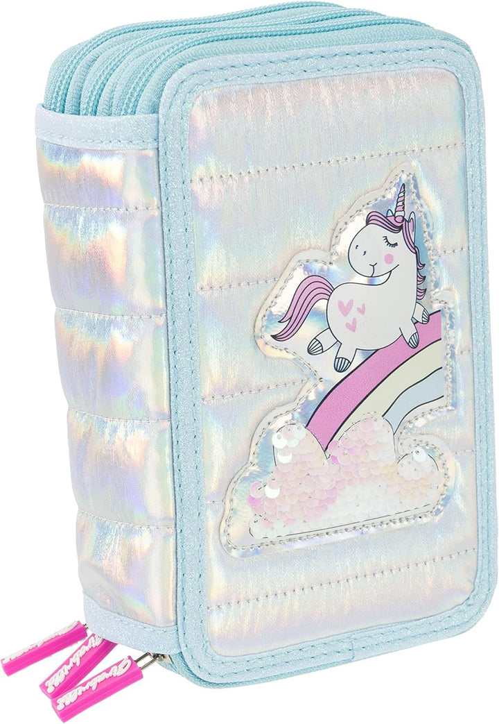 Girabrilla Girabrilla-19025 Federmäppchen Einhorn mit 3 Fächern für die Schule für Kinder, Dauneneff