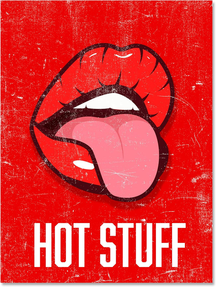 wandmotiv24 Leinwandbild Motivation, 60x45cm, Hochformat, Hot Stuff, Lippen, Deko, Bilder auf Leinwa