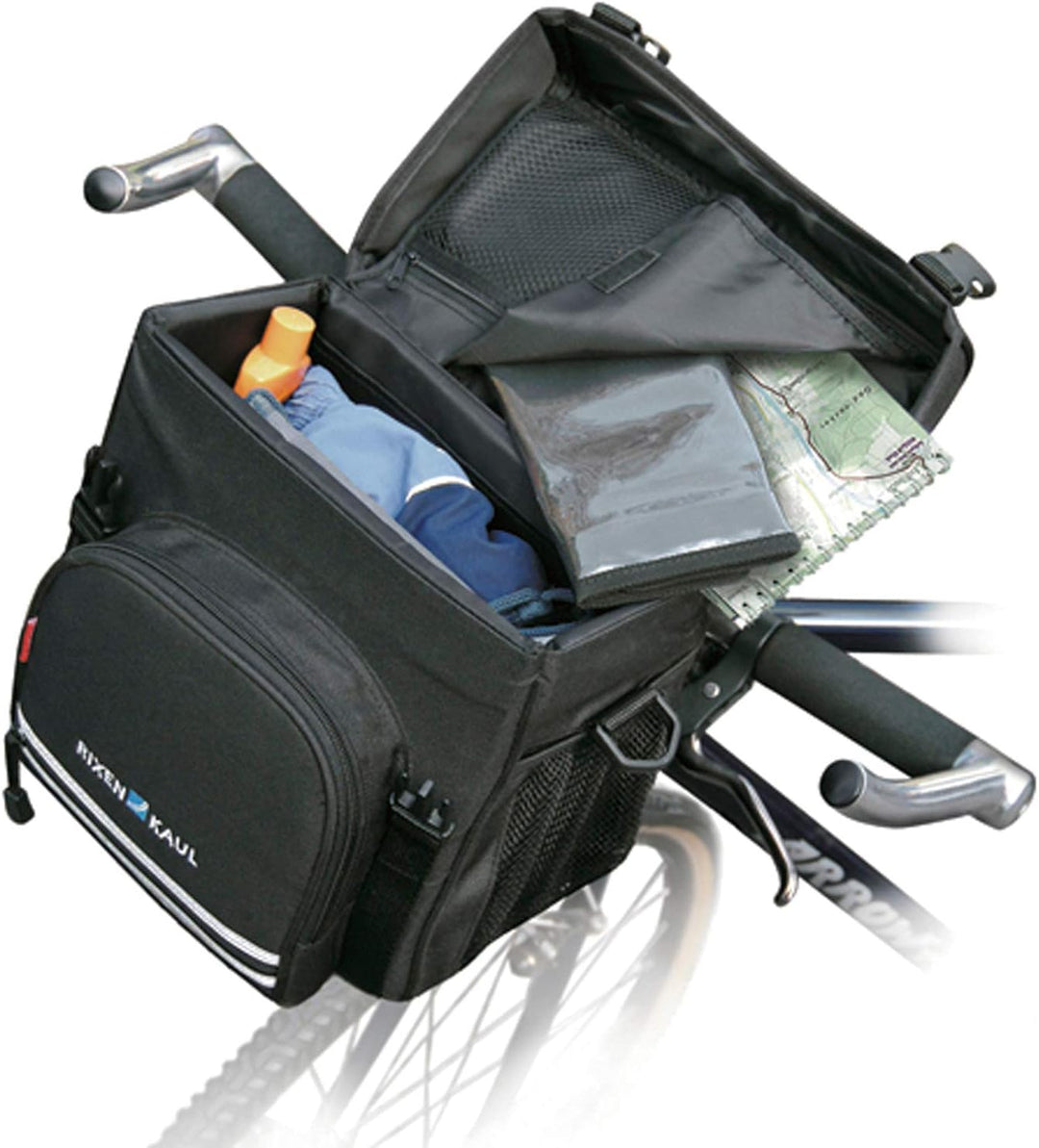 KLICKfix Unisex – Erwachsene klick Fix Allrounder Lenkertasche, Schwarz, one Size Bundle mit Lenkera