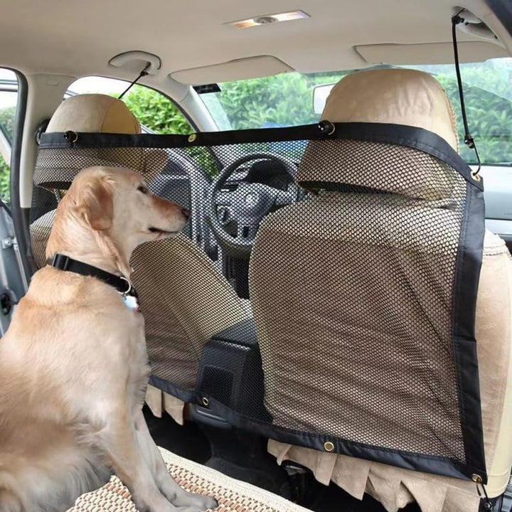 Hunde Auto Barriere,Fahrzeug Haustierbarriere Rücksitz Mesh Dog Car Divider Net mit Seil einstellen