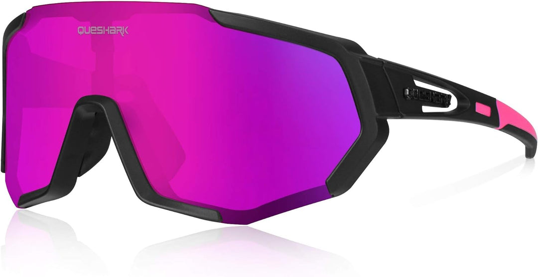 Queshark Fahrradbrille, TR90 Unbreakable Frame Polarisierte Sportsonnenbrille, Fahrradbrille für Män