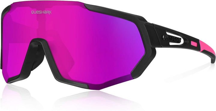 Queshark Fahrradbrille, TR90 Unbreakable Frame Polarisierte Sportsonnenbrille, Fahrradbrille für Män