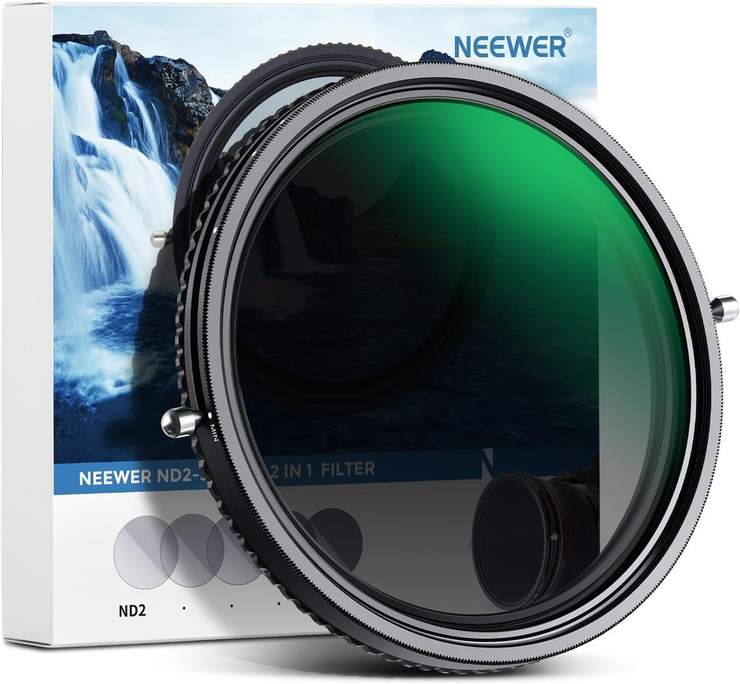 NEEWER 2 in 1 62mm Variable ND Filter ND2-ND32&amp;CPL (Zirkular Polfilter) No X Cross Variabel Graufilt