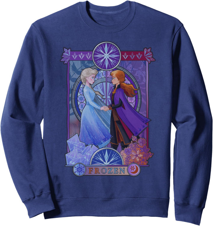 Disney Frozen 2 Anna & Elsa Stained Glass Portrait Sweatshirt