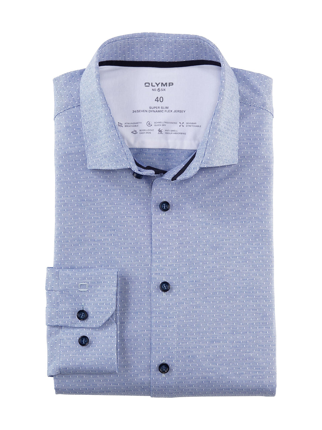 OLYMP Herren Businesshemd Langarm No. Six 24/Seven,Twill,super Slim,Modern Kent 38 Royal 19, 38 Roya