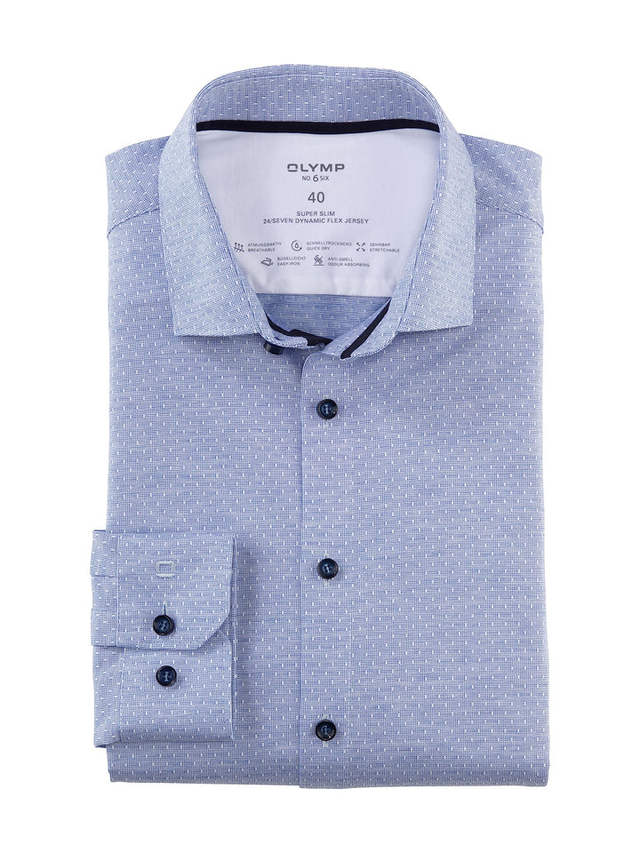 OLYMP Herren Businesshemd Langarm No. Six 24/Seven,Twill,super Slim,Modern Kent 38 Royal 19, 38 Roya