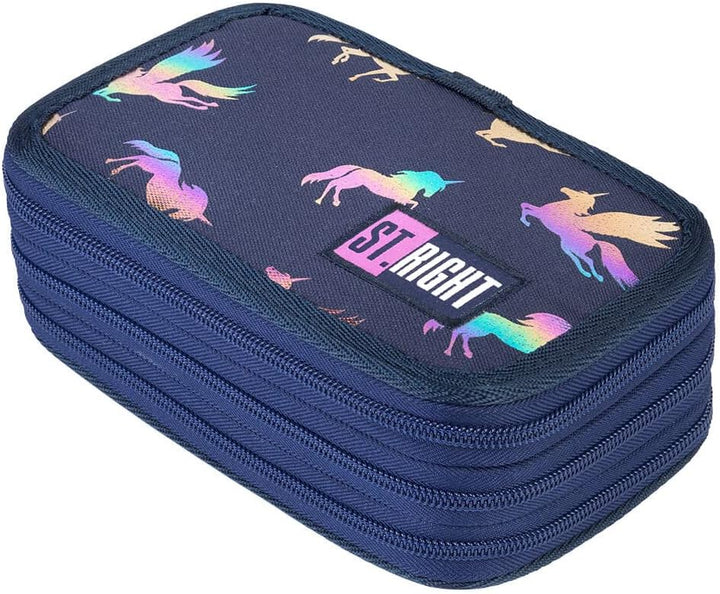 St. Right XXL Federtasche Federmappe Federmäppchen 46-teilig gefüllte Schüleretui 3-stöckig 19 x 13