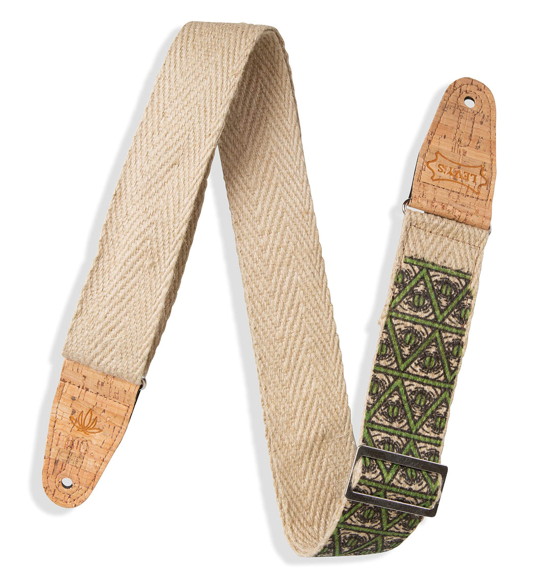 Levy's MH8P-005 Gitarrengurt Natural Hemp Webbing Cork Ends and Pocket 2" - Illuminati Illuminaten,