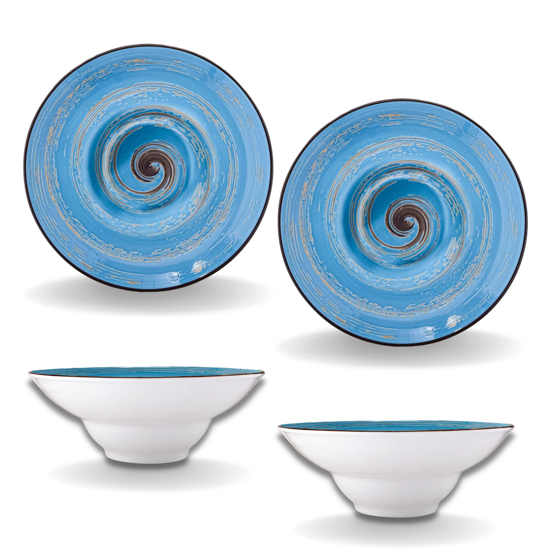 Wilmax | SPIRAL tiefe Teller - 2 Stück | Elegant | Modern | Langlebig | Sicher | Glasiertes Porzella
