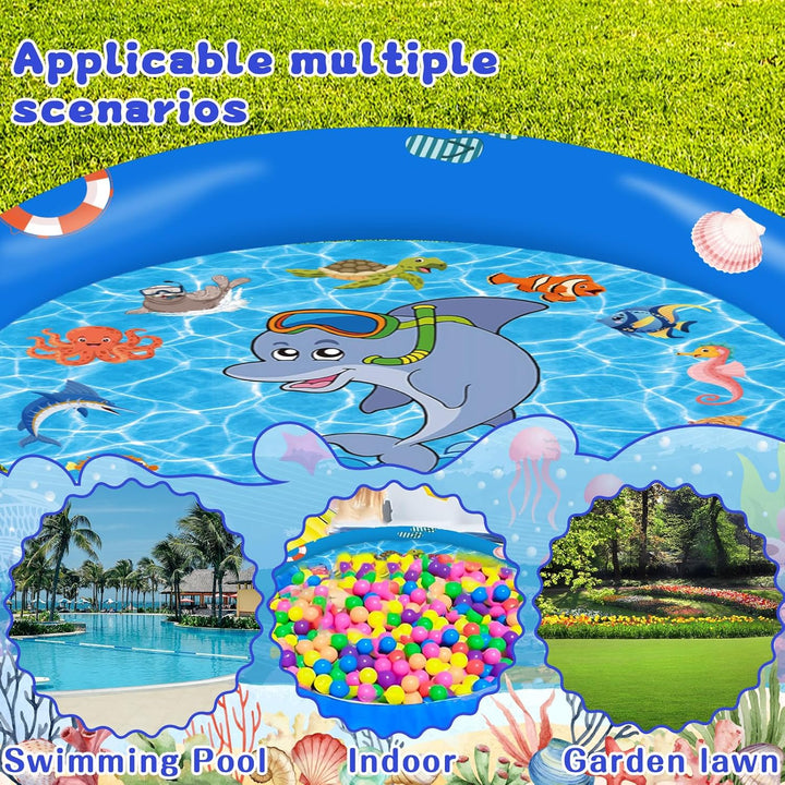 MULEVIP Splash Pad 170CM Wasserspielmatte Kinder,Sprinklermatte,Wassersprenkler Garten Kinder,Sprink