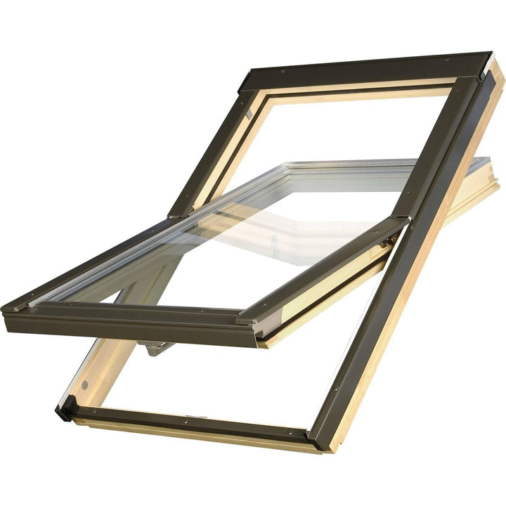Dachfenster Set für FAKRO | Holzdachfenster 114 x 140 cm | Schwingfenster 2-fach Verglasung, energie