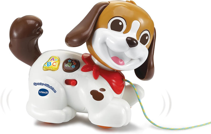 VTech Baby Spazier-Hündchen – Interaktiver Spielzeughund mit Musik und Schnur zum Hinterherziehen –