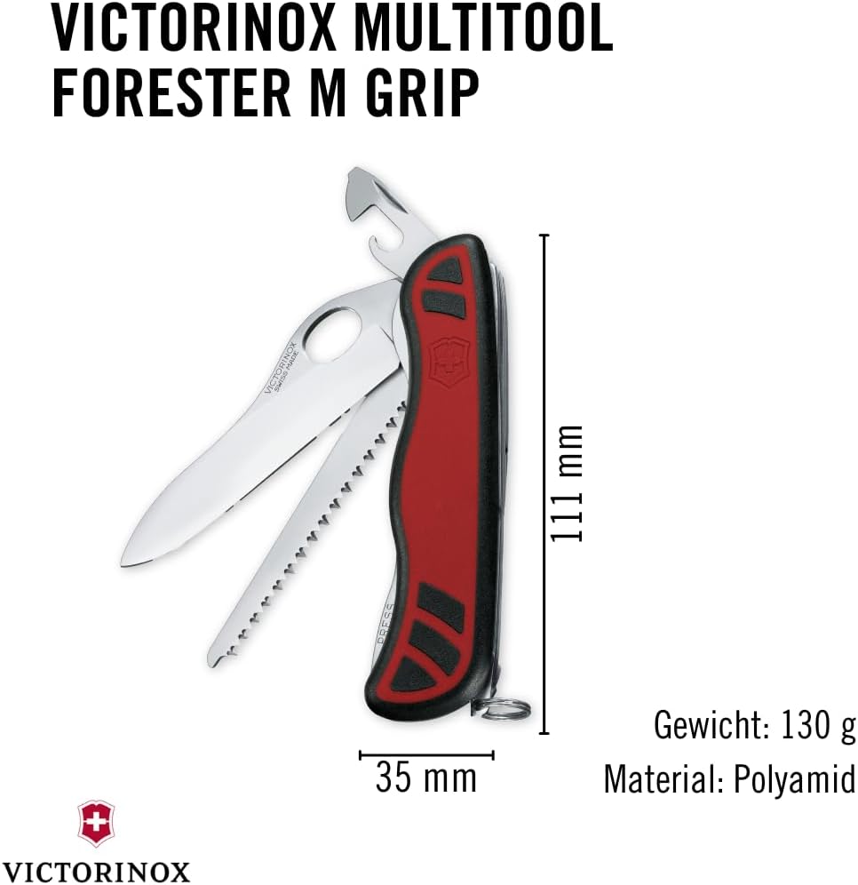 Victorinox, Schweizer Taschenmesser, Forester M, Multitool, 10 Funktionen, Klinge, gross, Dosenöffne
