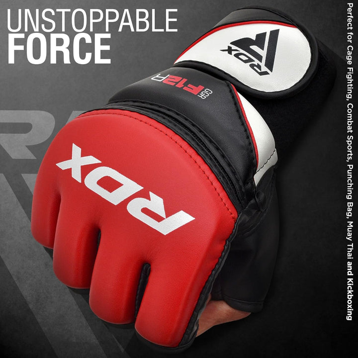 RDX MMA Maya Hide Handschuhe, Leder, Training, Kampfkunst, Boxsack, Kampf, Sparring, Kickboxen S rot