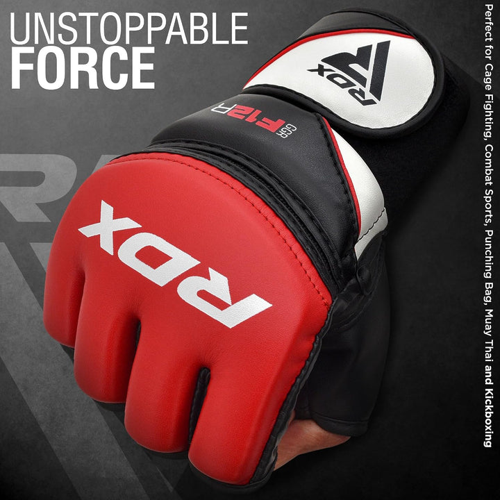 RDX MMA Maya Hide Handschuhe, Leder, Training, Kampfkunst, Boxsack, Kampf, Sparring, Kickboxen L rot