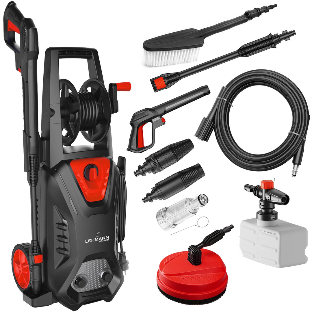 LEHMANN Hudson Hochdruckreiniger mit Aluminiumpumpe, 1800 W, max. 220 bar Druck, 450 l/h Fördermenge