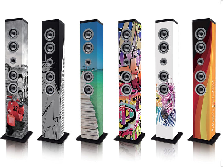 Lenco iCES IBT-6 Bluetooth Standlautsprecher - 40 Watt RMS - PLL FM Radio - USB Eingang - SD-Kartens