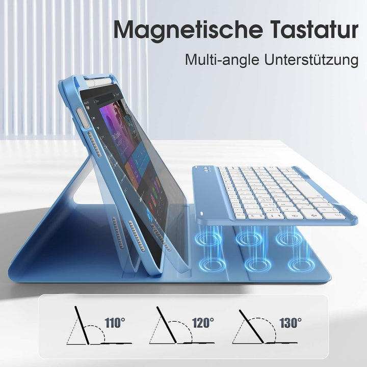 Vobafe Hülle mit Tastatur für iPad A16 11/10 Generation (2025/2022, 10,9/11 Zoll), Magnetisch Abnehm